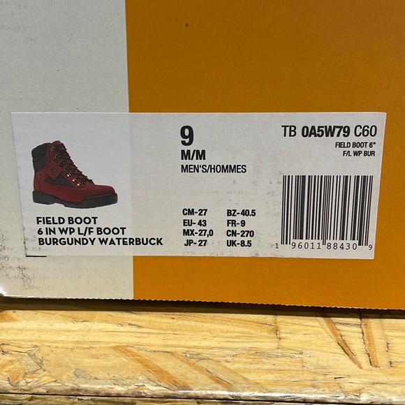 Brand new Waterproof Timberland 6” field boot in burgundy nubuck. - Picture 5 of 5
